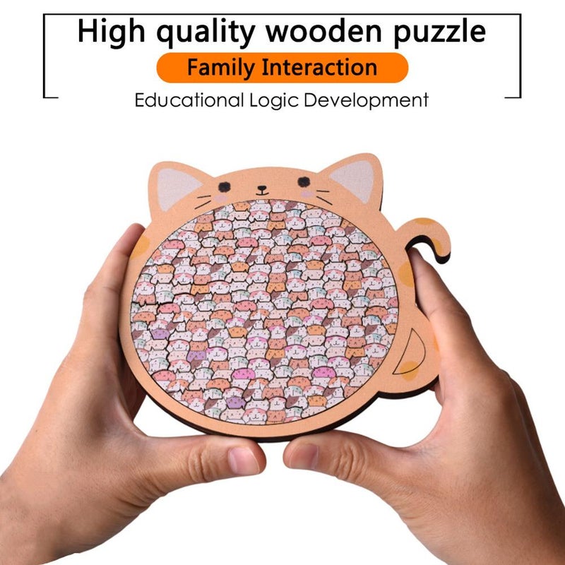 135-Piece Colored Cat Shaped Wooden Jigsaw Puzzle, Unique Wood Cat Puzzles for Careful Observers And Patient Players (Big-mouthed cat) - Image 5